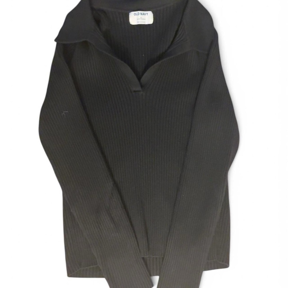 Old Navy Black V-Neck Sweater with Textured Finish